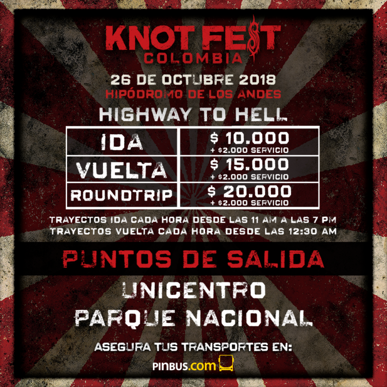 Así Será El Transporte Y Los Horarios Para El Knotfest Colombia ...