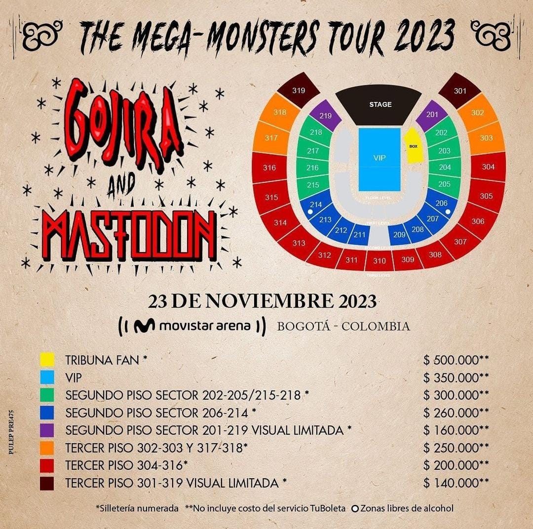 Gojira y Mastodon en Colombia The Mega Monsters Tour 2023: fecha, lugar y precios – Colectivo Sonoro
